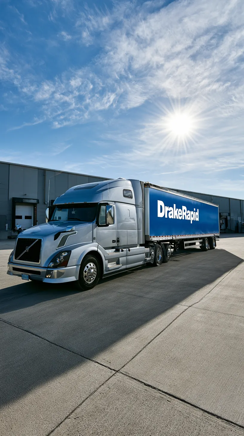 Logistics truck departing warehouse